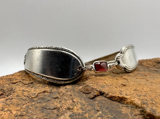 Adoration (1930) and Laurel/Helene (1934) - Vintage Spoon Bracelet with Strong Magnetic Clasp and Gemstone Connector