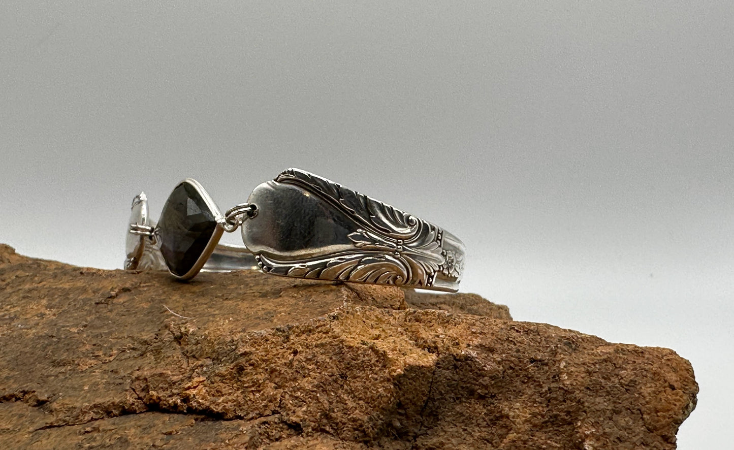 Avalon/Cabin (1940) - Vintage Spoon Bracelet with Strong Magnetic Clasp and Gemstone Connector