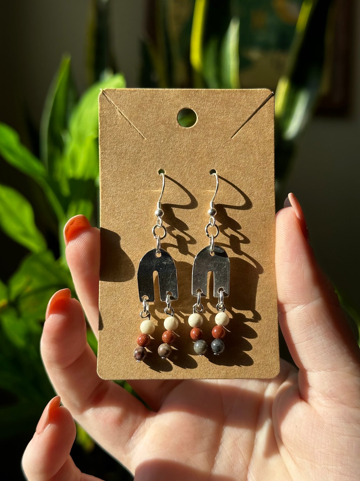 Vintage Beaded Rainbow Earrings with Sterling Hooks