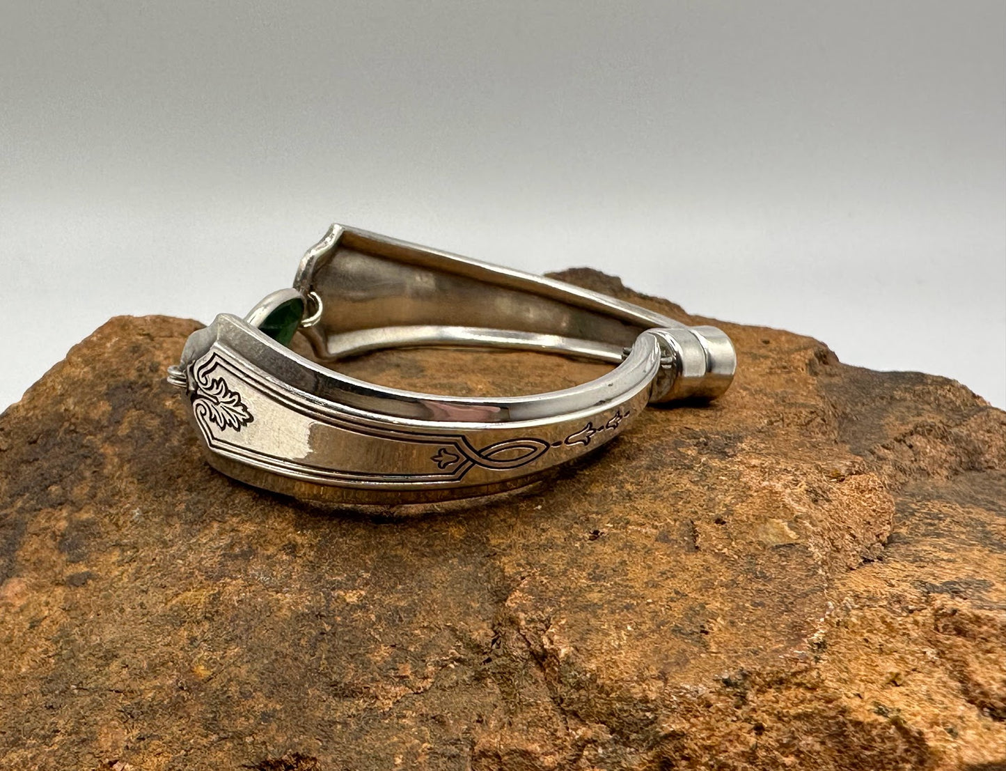 Beverly Elite (1922) - Vintage Spoon Bracelet with Strong Magnetic Clasp and Gemstone Connector