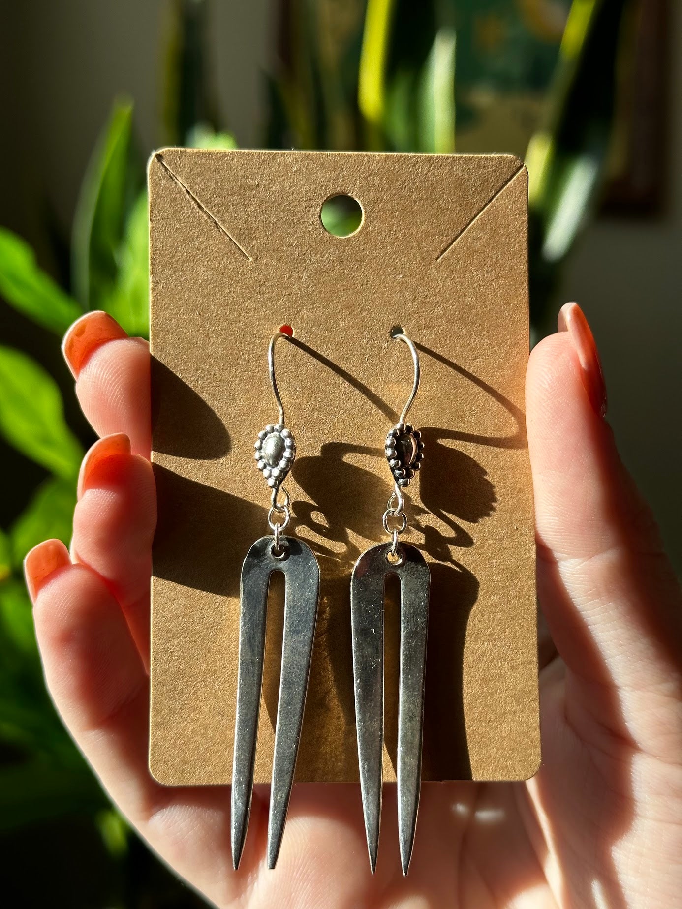 Vintage Double Tine Earrings with Sterling Hooks