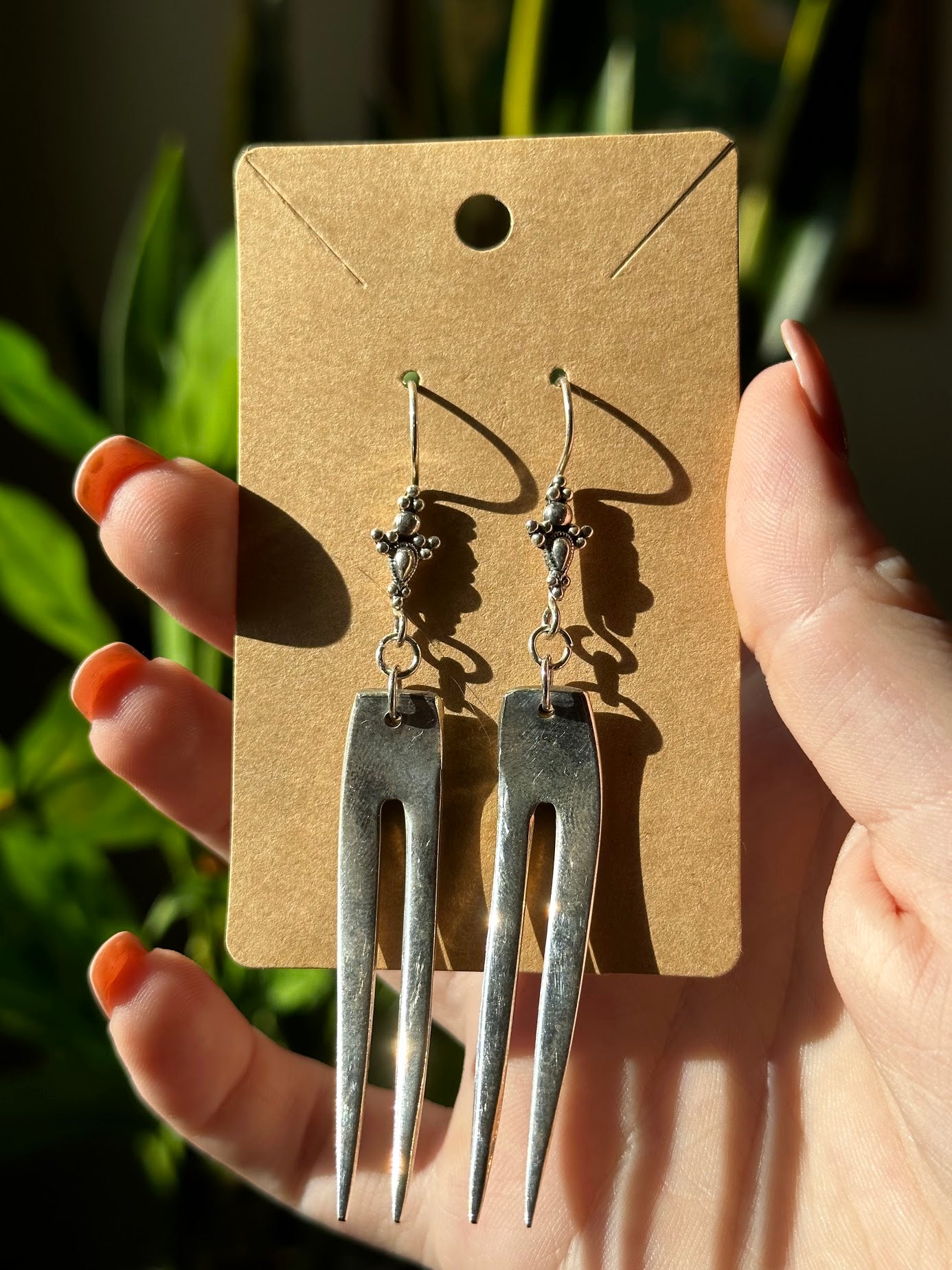 Vintage Double Tine Earrings with Sterling Hooks