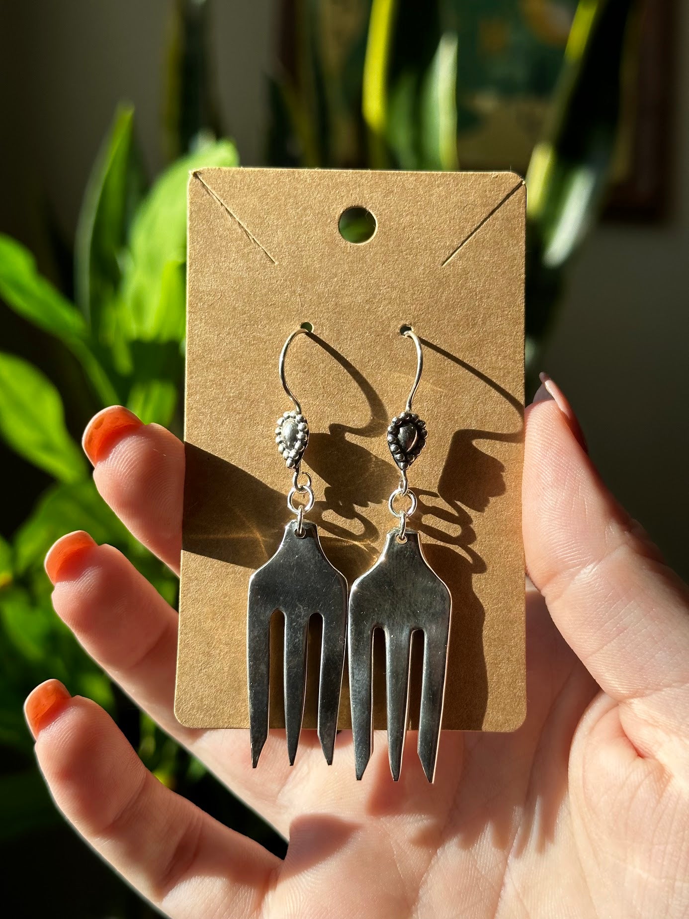 Vintage Fork Earrings with Sterling Hooks