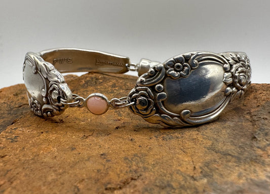 Country Lane/Ballad (1953) - Vintage Spoon Bracelet with Strong Magnetic Clasp and Gemstone Connector