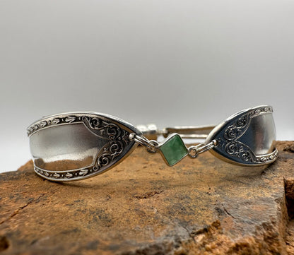 Sheraton (1910) - Vintage Spoon Bracelet with Strong Magnetic Clasp and Gemstone Connector