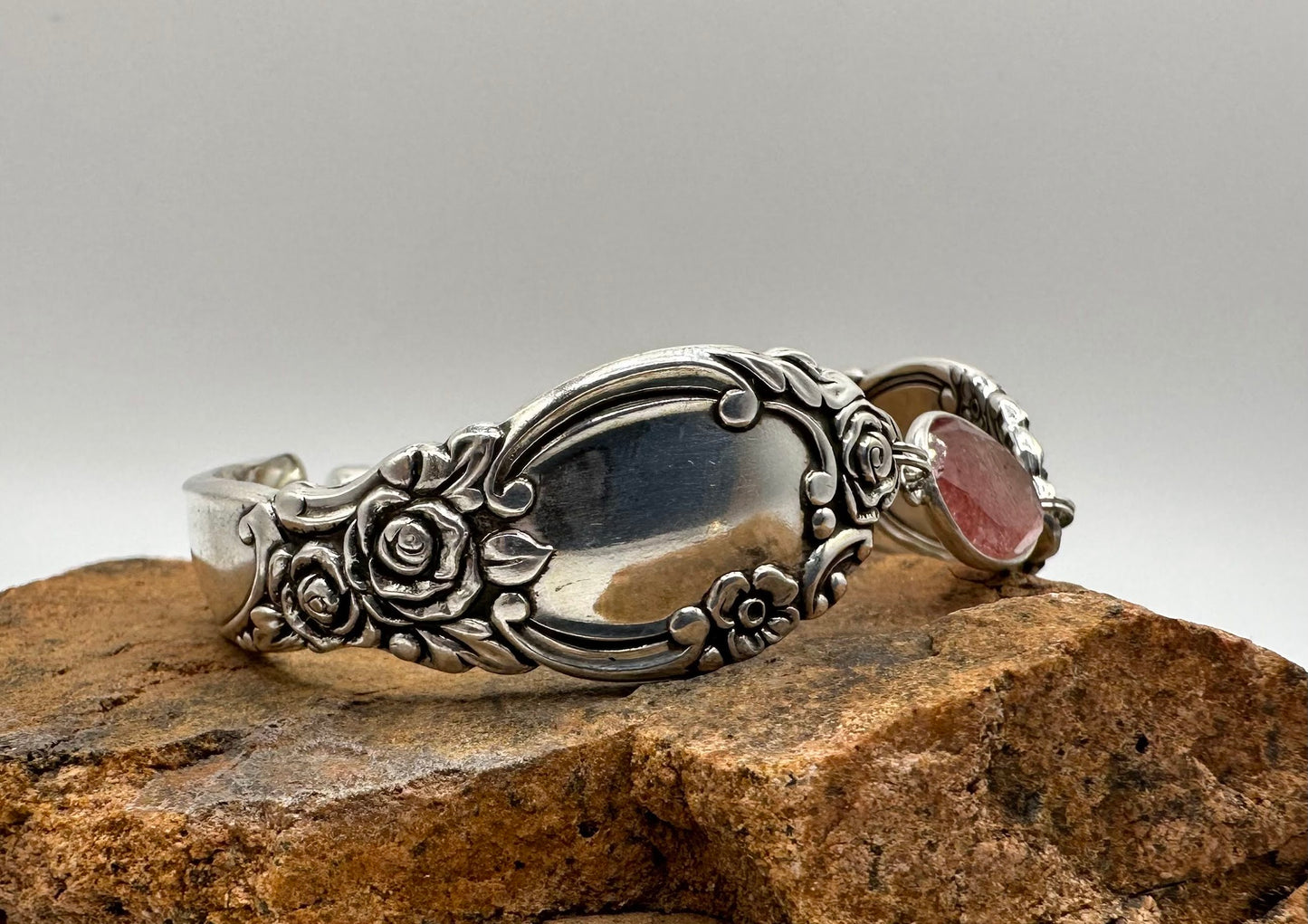 Country Lane/Ballad (1953) - Vintage Spoon Bracelet with Strong Magnetic Clasp and Gemstone Connector