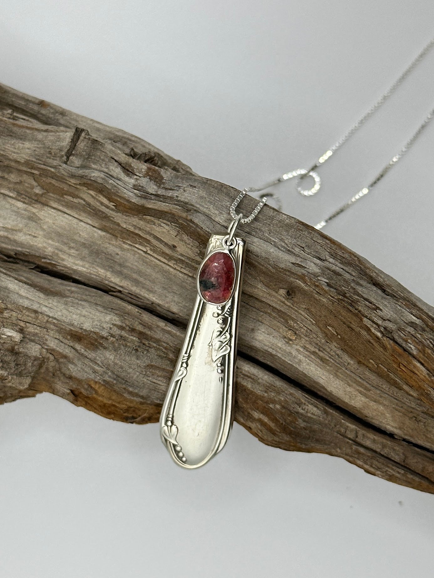 Meadowbrook Heather (1910) - Vintage Spoon Pendant (Handle of Spoon) with Gemstone