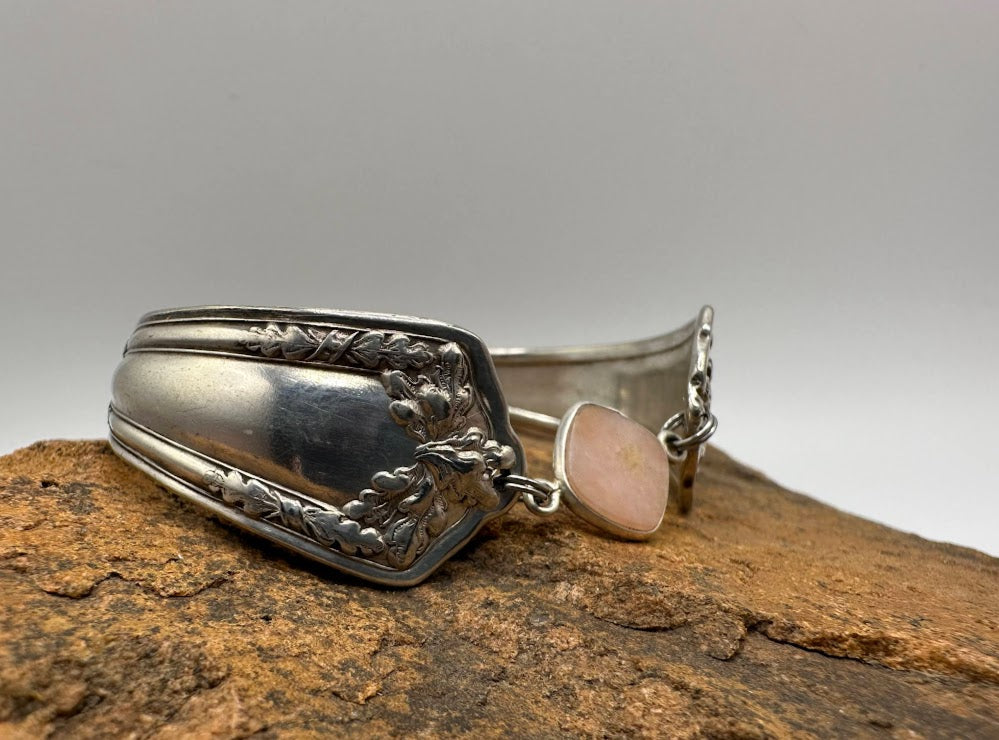 Kensington (1912) and Fair Oak/Oak (1913) - Vintage Spoon Bracelet with Strong Magnetic Clasp and Gemstone Connector