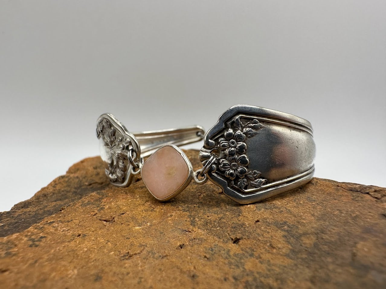 Kensington (1912) and Fair Oak/Oak (1913) - Vintage Spoon Bracelet with Strong Magnetic Clasp and Gemstone Connector