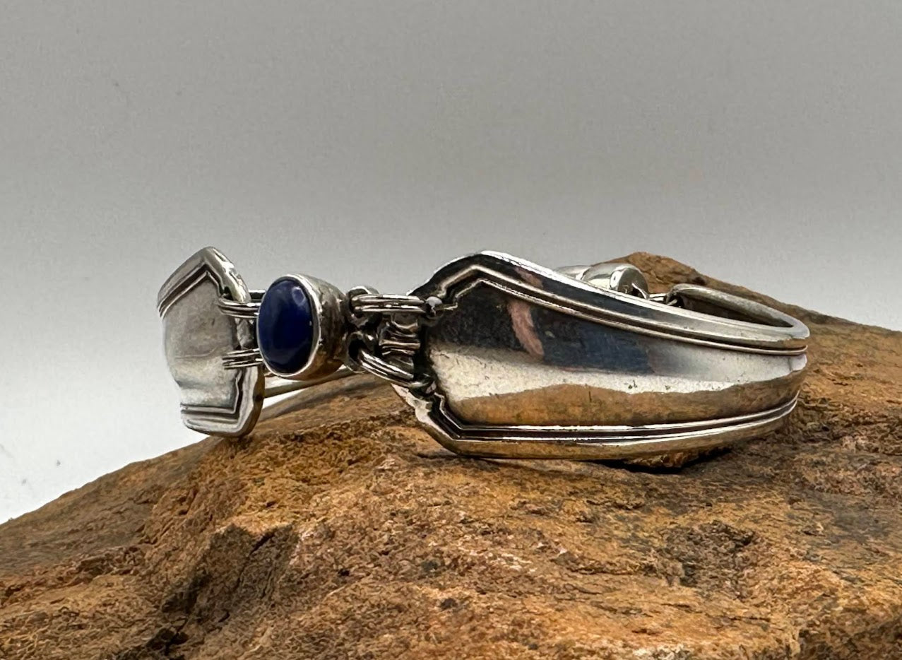 Puritan (1912) - Vintage Spoon Bracelet with Strong Magnetic Clasp and Gemstone Connector