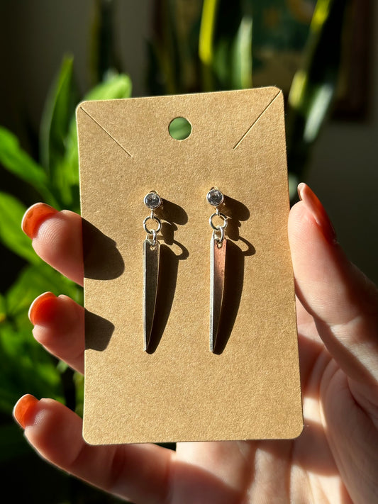 Vintage Single Tine Earrings with Crystal Post Pegs