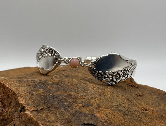 Together (1959) - Vintage Spoon Bracelet with Strong Magnetic Clasp and Gemstone Connector